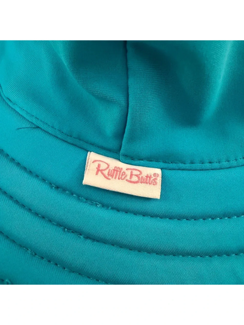RuffleButts Baby Girls Bright Aqua Sun Protective Swim Hat Size 12m-2T UPF 50+